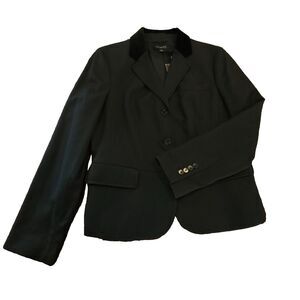 TALBOTS black wool blazer 12 velvet collar NWT Marzotto Italy tailored FLAWS